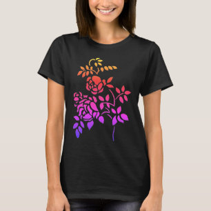 Rainbow Rosebud Stencil Art  T-Shirt