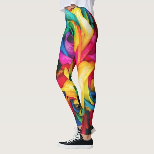 Rainbow Roses Bouquet Leggings (Left)