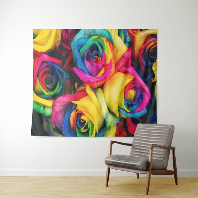 Rainbow Roses Bouquet Tapestry (In Situ (Horizontal))