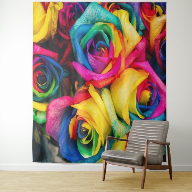 Rainbow Roses Bouquet Tapestry (In Situ)