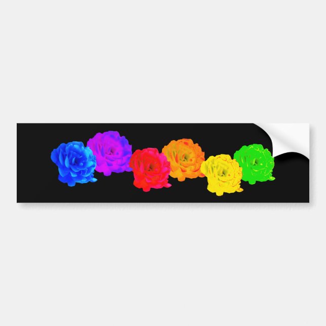Rainbow Roses Bumper Sticker (Front)