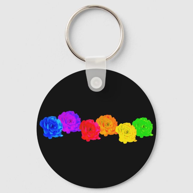 Rainbow Roses   Key Ring (Front)