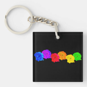 Rainbow Roses Key Ring