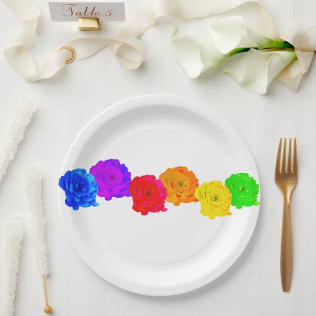 Rainbow Roses  Paper Plate (Wedding)