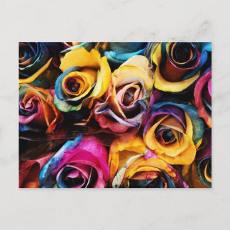 Rainbow Roses Postcard