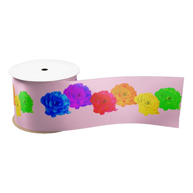 Rainbow Roses Satin Ribbon (Spool)