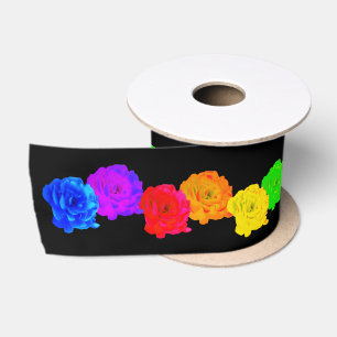Rainbow Roses Satin Ribbon
