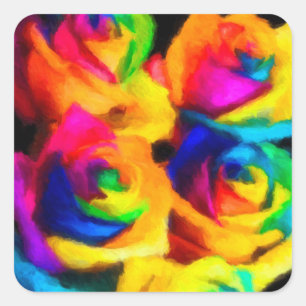 Rainbow Roses Square Sticker