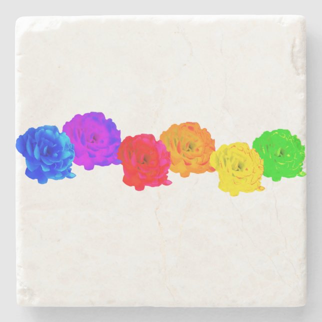 Rainbow Roses  Stone Coaster (Front)