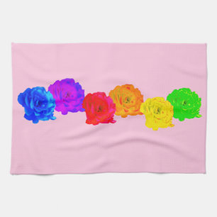 Rainbow Roses Tea Towel