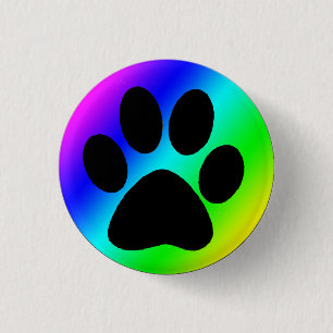 Rainbow Round Dog Paw.png 3 Cm Round Badge
