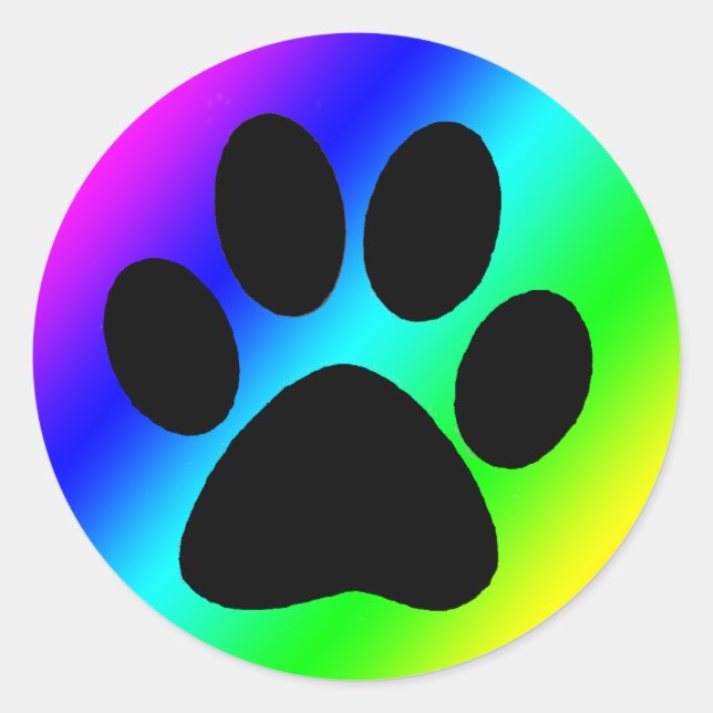 Rainbow Round Dog Paw.png Classic Round Sticker (Front)