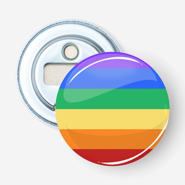 Rainbow Round LGBT Flag Bottle Opener (Front)