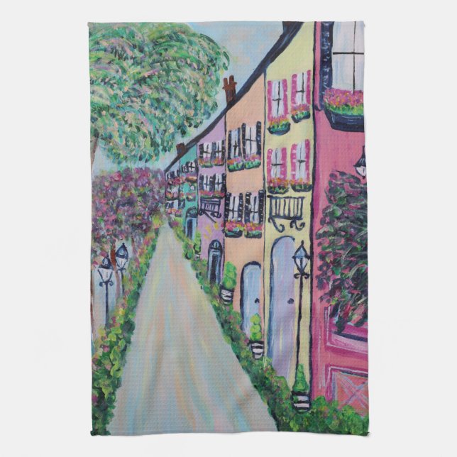 Rainbow Row Tea Towel (Vertical)