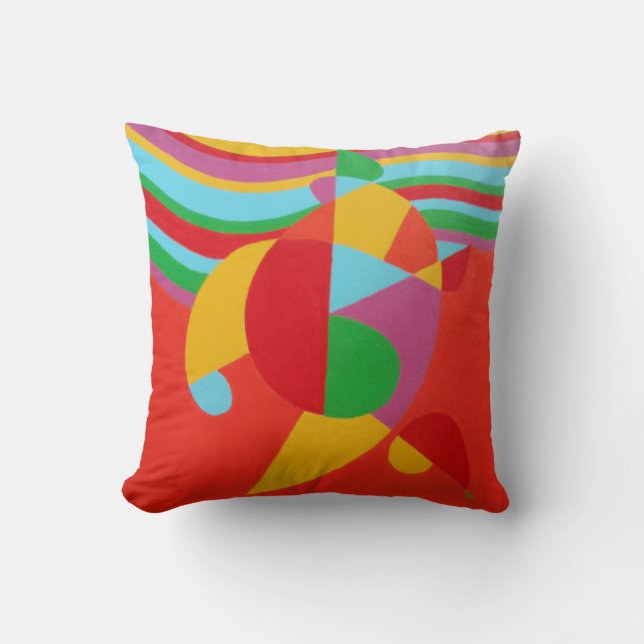 Rainbow Rush Abstract Throw Pillow (Front)