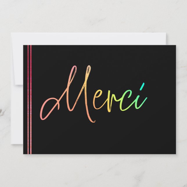 Rainbow Rustic Merci Custom Thank You Cards (Front)