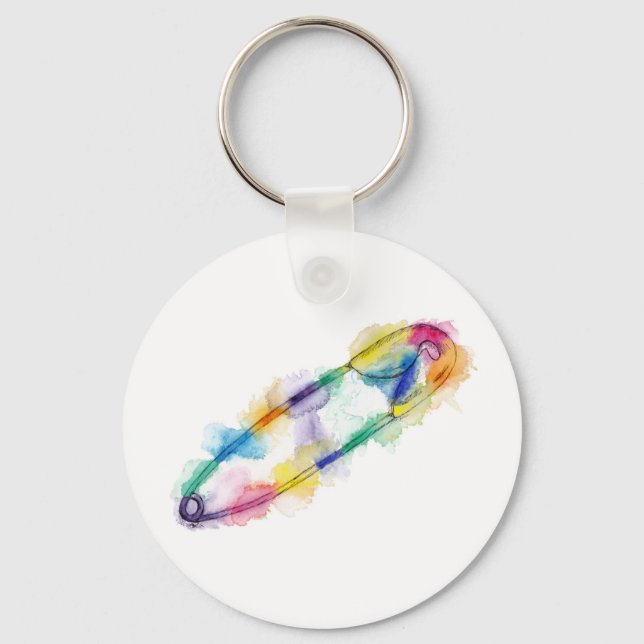Rainbow Safety Pin Keychain (Front)