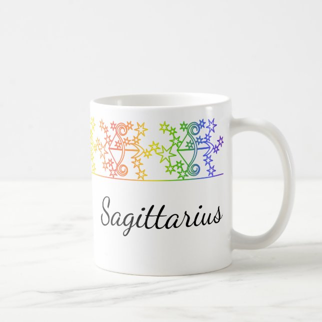 Rainbow Sagittarius Star Sign Personalised Mug (Right)