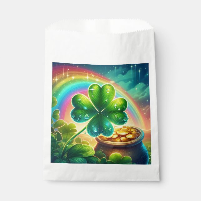 Rainbow Saint Patrick's Day clover Favour Bag (Front)