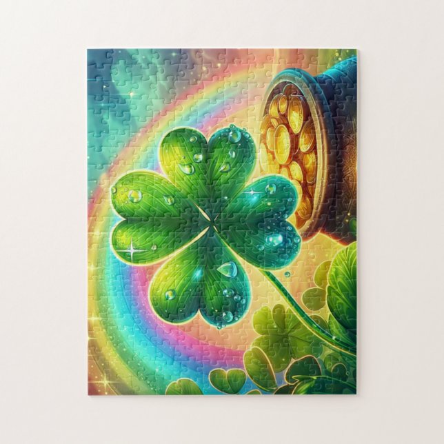Rainbow Saint Patrick's Day clover Jigsaw Puzzle (Vertical)