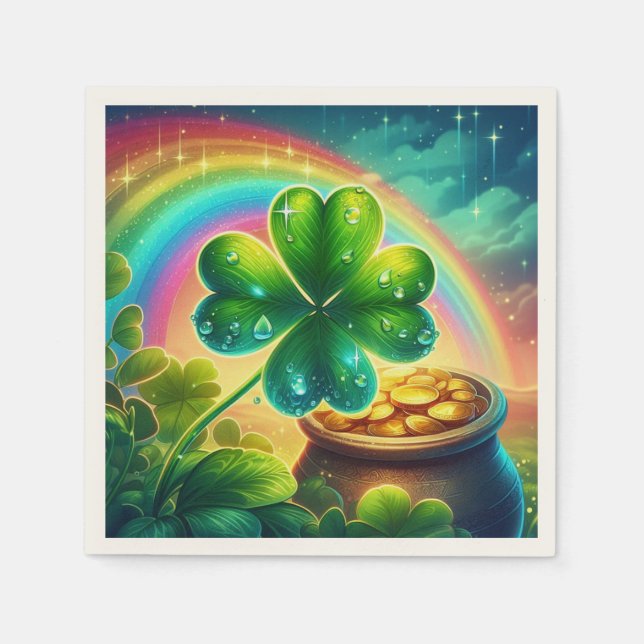Rainbow Saint Patrick's Day clover Napkin (Front)