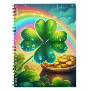 Rainbow Saint Patrick's Day clover Notebook