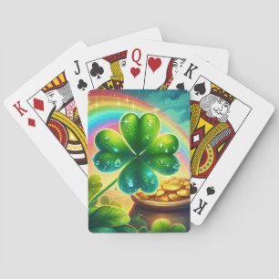 Rainbow Saint Patrick's Day clover Playing Cards