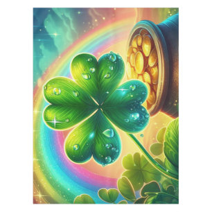 Rainbow Saint Patrick's Day clover Tablecloth