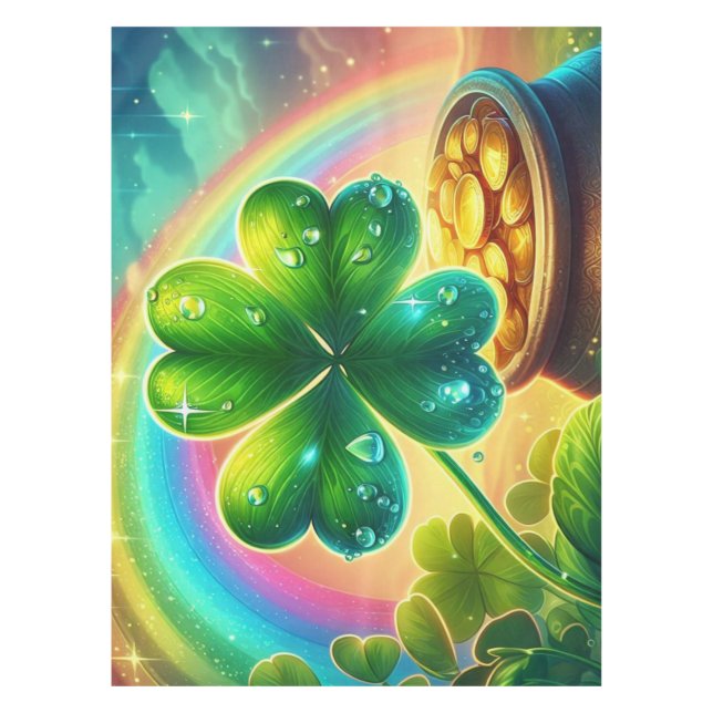 Rainbow Saint Patrick's Day clover Tablecloth (Front)