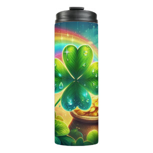 Rainbow Saint Patrick's Day clover Thermal Tumbler