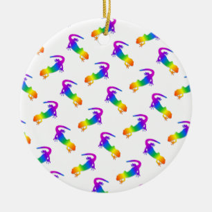 Rainbow Salamander Ceramic Ornament