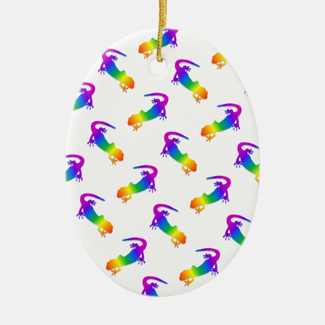 Rainbow Salamander Ceramic Tree Decoration (Front)