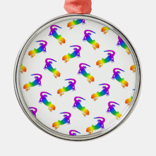 Rainbow Salamander Metal Ornament