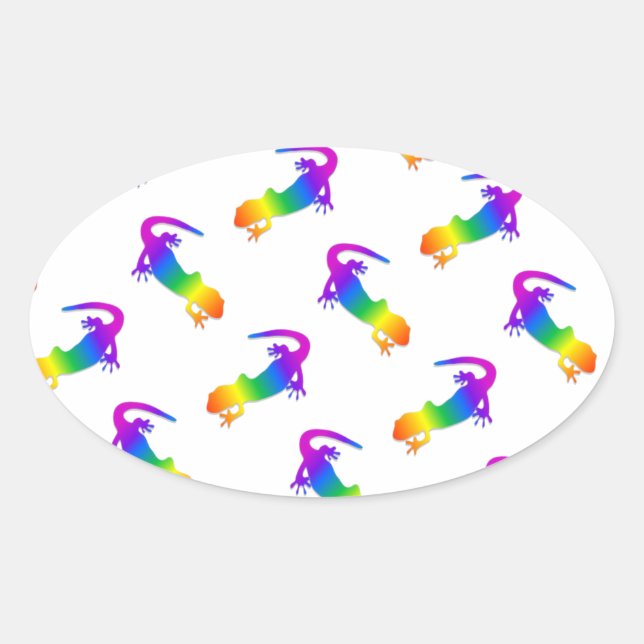 Rainbow Salamander Oval Sticker (Front)