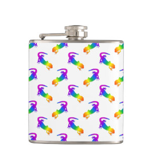 Rainbow Salamander Pattern Hip Flask