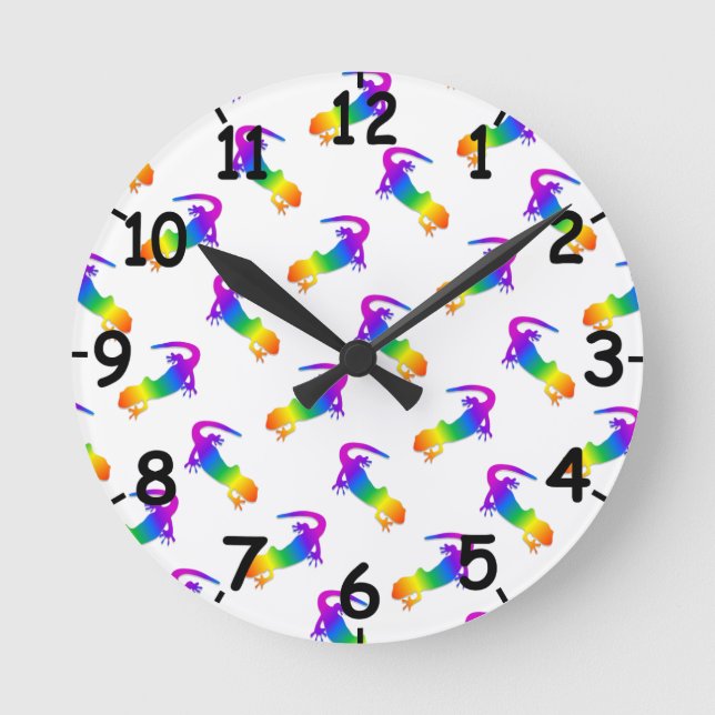 Rainbow Salamander Round Clock (Front)