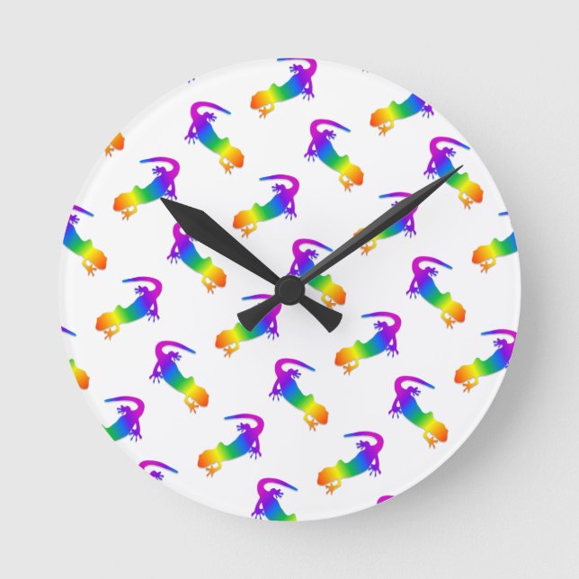 Rainbow Salamander Round Clock (Front)