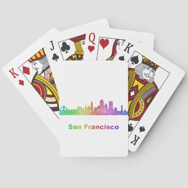 Rainbow San Francisco skyline Playing Cards (Back)