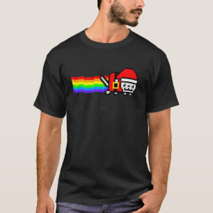 Rainbow Santa Cat Funny Cute Ugly Nerd Gamer Chris T-Shirt