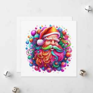 Rainbow Santa Claus Holiday Card