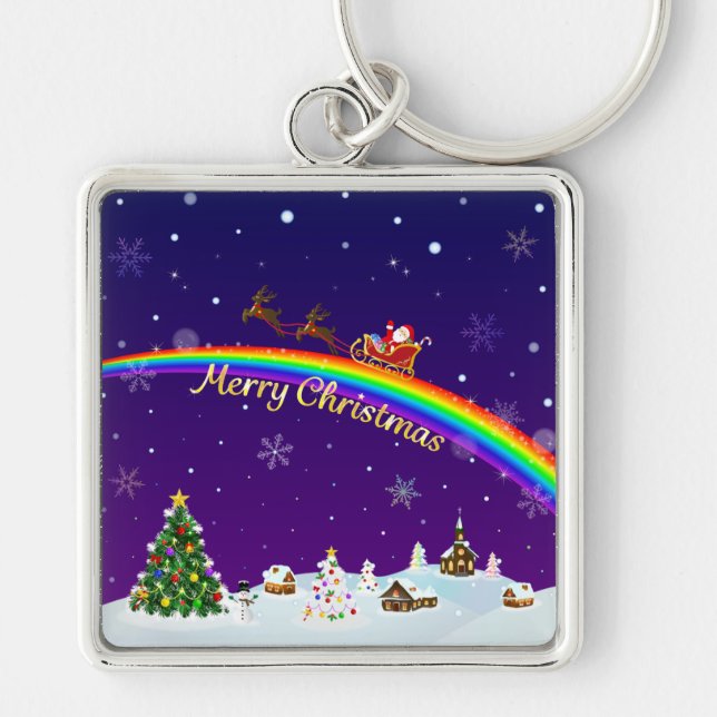 Rainbow Santa Claus Key Ring (Front)