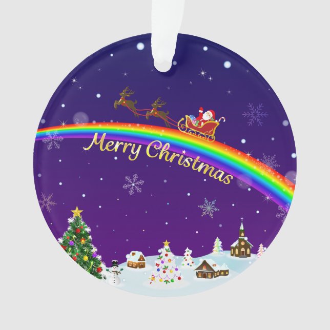 Rainbow Santa Claus Ornament (Front)