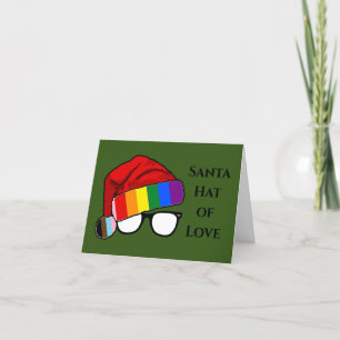 Rainbow Santa Hat of Love Photo  Holiday Card