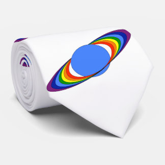 Rainbow Saturn Neckte for Astronomers, White Tie