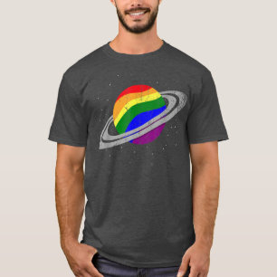 Rainbow Saturn Queer Gay Pride Month Human Rights T-Shirt