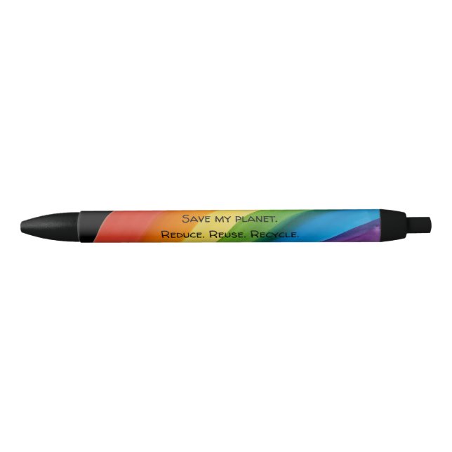 RAINBOW Save my planet (customisable) Black Ink Pen (Front)