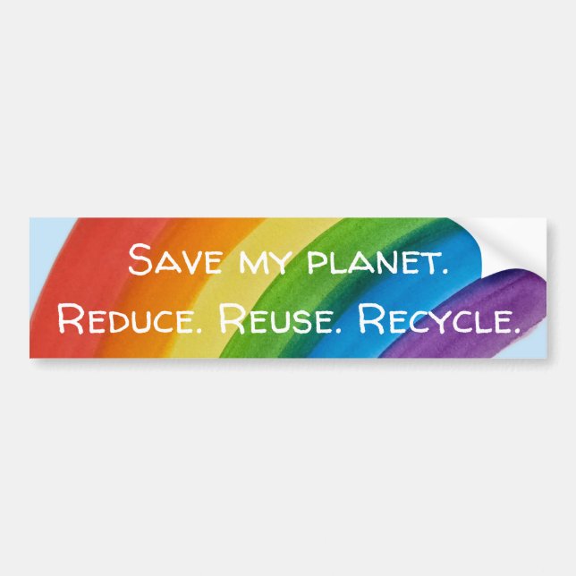 RAINBOW Save my planet (customisable) Bumper Sticker (Front)