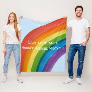 RAINBOW Save my planet (customisable) Fleece Blanket