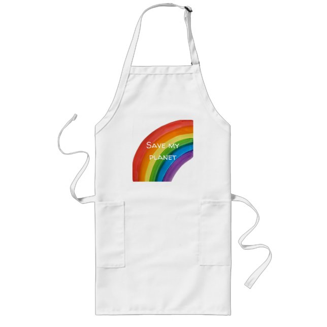 RAINBOW Save my planet (customisable) Long Apron (Front)