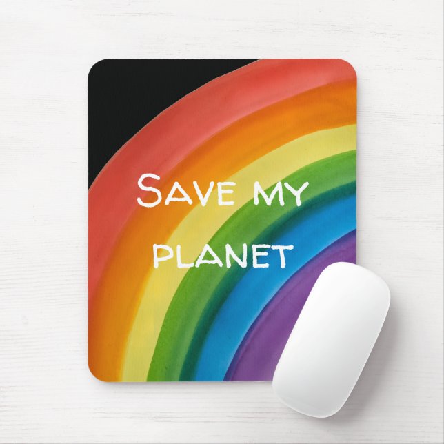RAINBOW Save my planet (customisable) Mouse Pad (With Mouse)